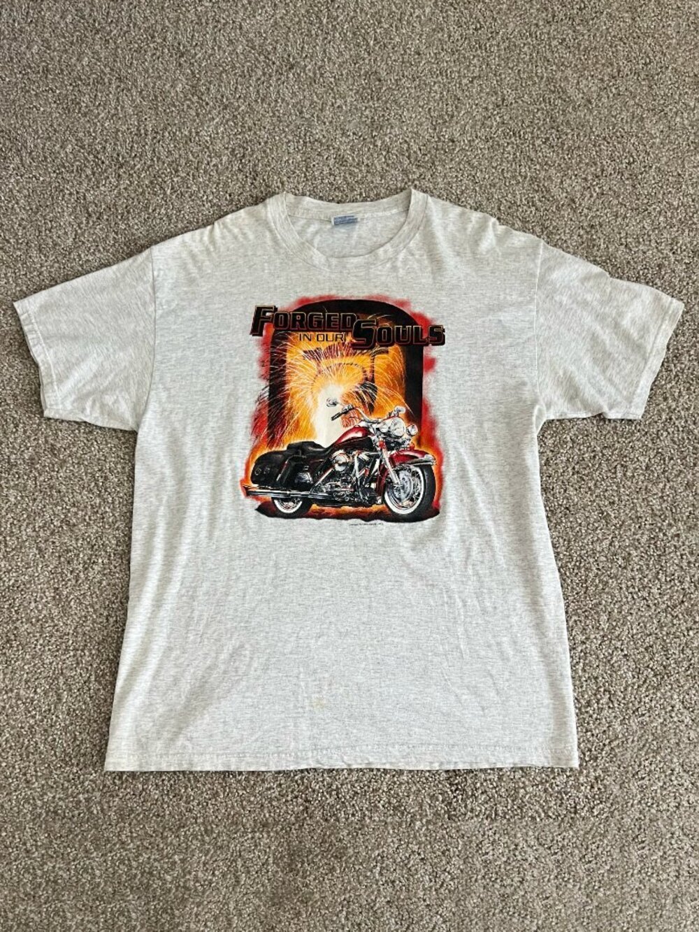 Y2K 2001 Bike Week Motorcycle Daytona Beach Heather Gray T-Shirt Double Sided L